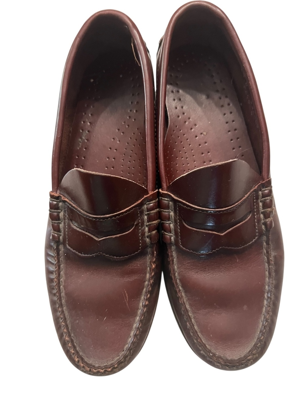 Burgundy Leather Penny Loafers 6.5 D Classic Preppy - Picture 2 of 6